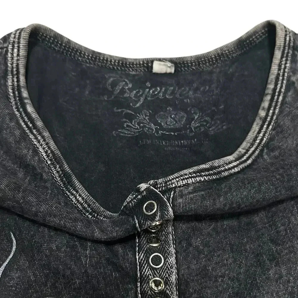 Bejeweled Y2K Crystal Embellished Tattoo Style Dagger Top - Picture 5 of 5